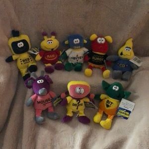 Set of eight technology beanbags. Perfect gift for the techie! New with tags